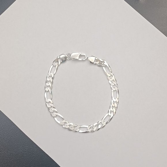 925 Sterling Silver Figaro Bracelet 8 inches